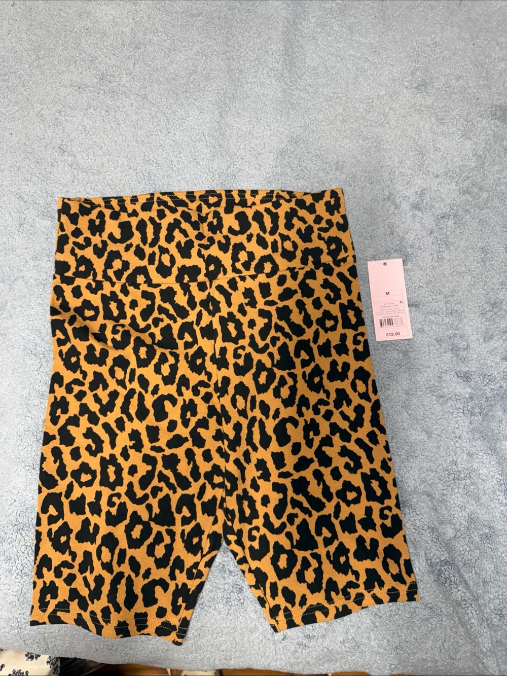 Girls' Leopard Print Bike Shorts - Black & Tan